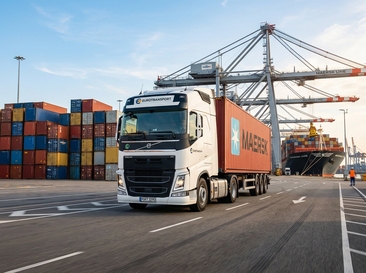 IHSAN Logistics freight truck at port terminal